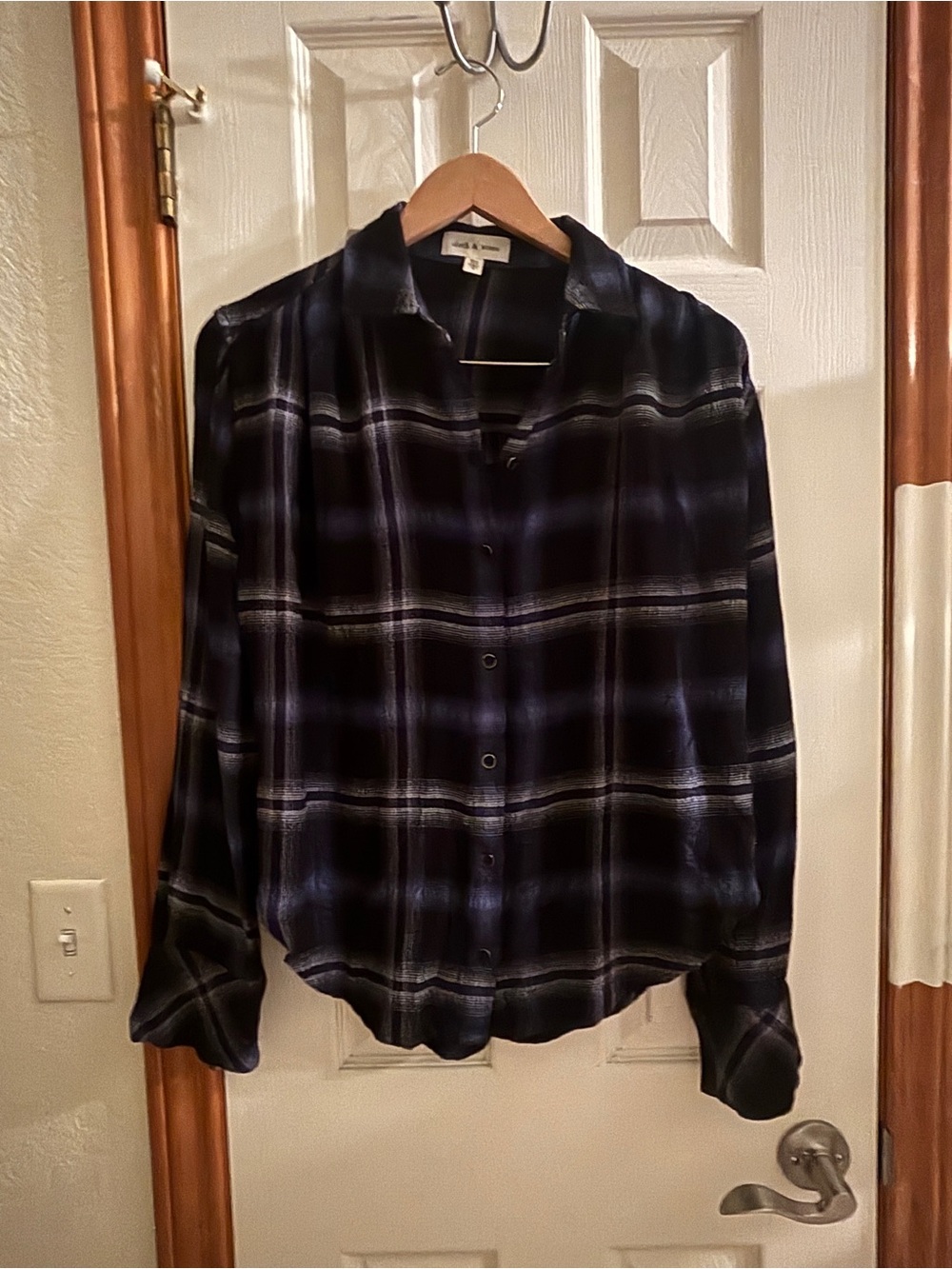 cloth & stone Navy and Black Plaid Shirt